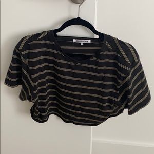 Joah Brown Black Stripped Crop Top